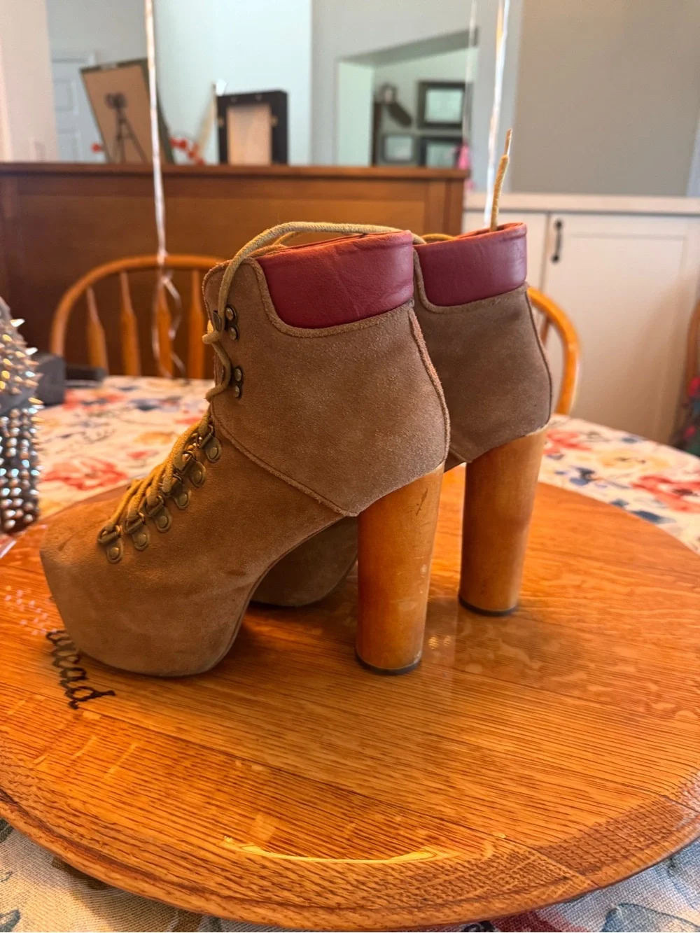 Havana’s Last Everest Women’s Tan Suede Platform Lace-Up Ankle Boots